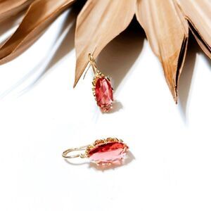 Red crystal threader earrings #970
